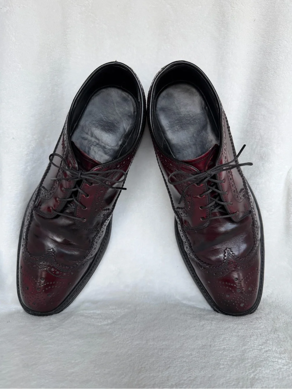Vintage Hanover Masterflex Wingtip Oxford Men's Leather Shoes Burgundy 8.5